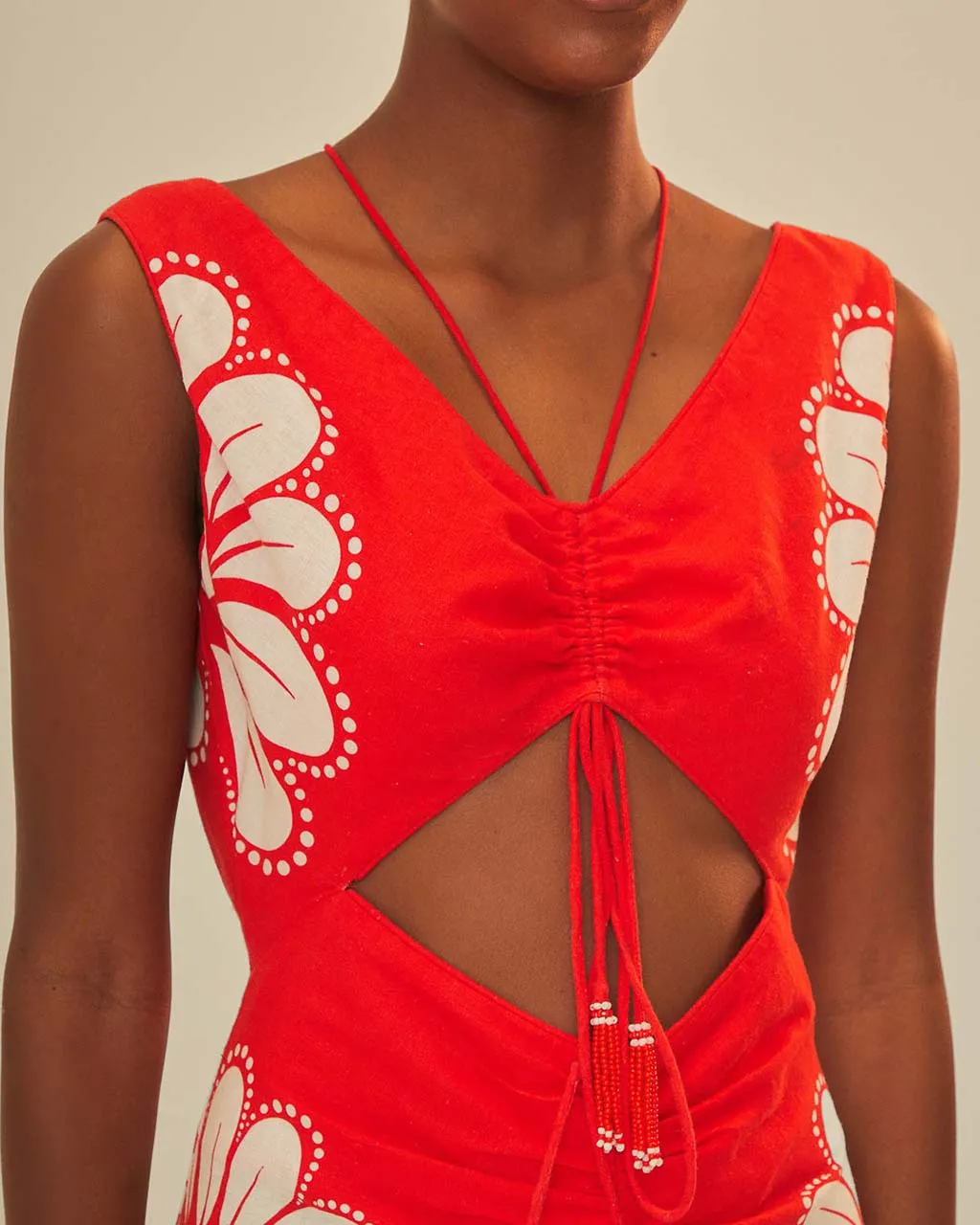 Red Ainika Shell Euroflax Midi Dress sold by ban.do product image thumbnail 3