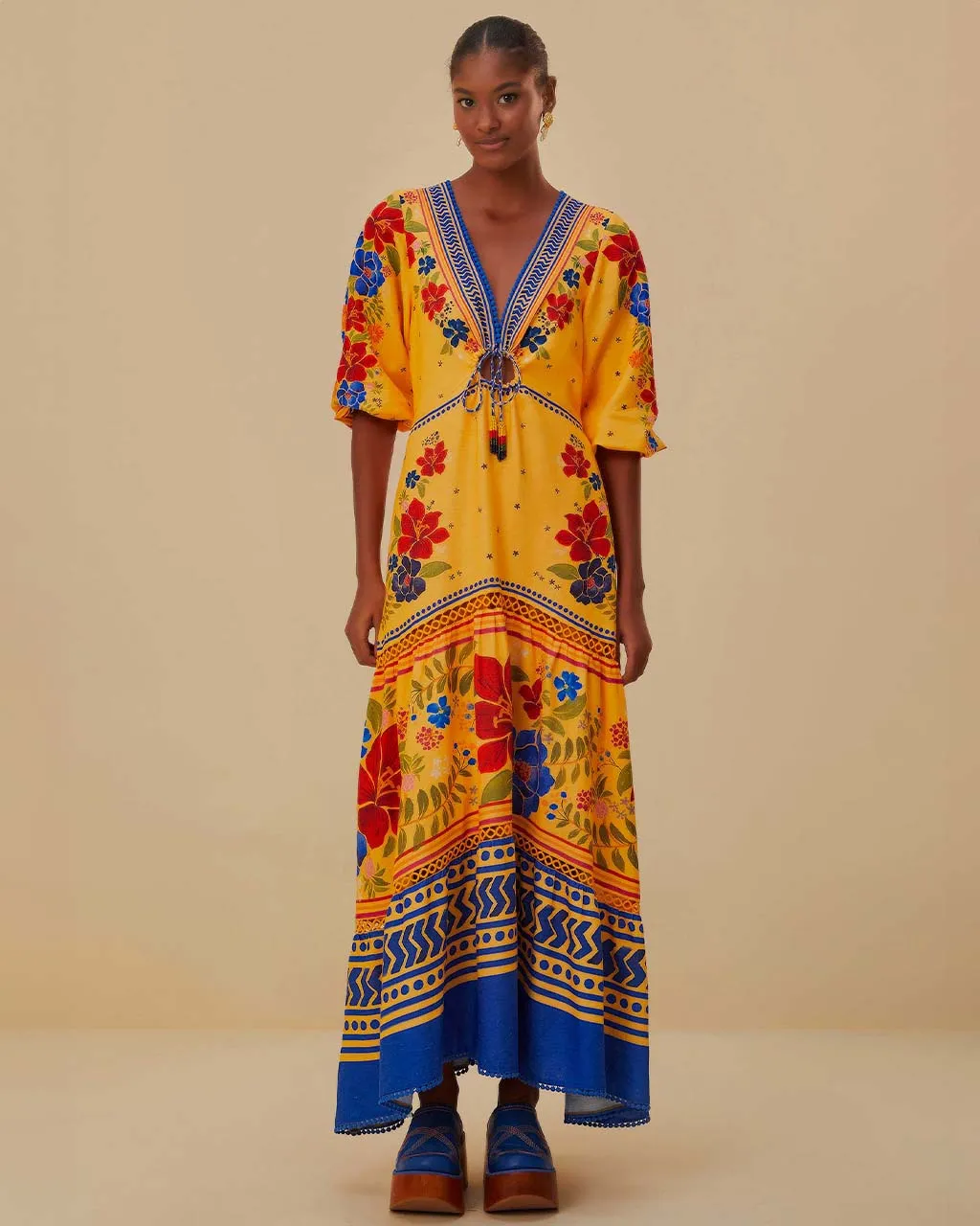 Yellow Floral Yard Maxi Dress sold by ban.do