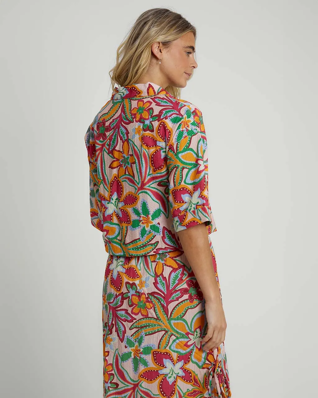 Botanical Seersucker Cotton Crop Shirt sold by ban.do product image thumbnail 2