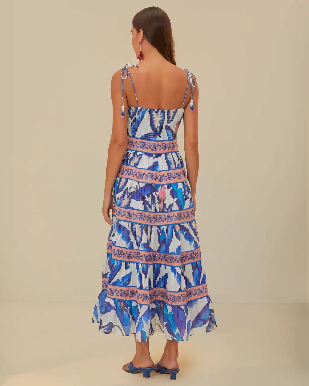 Off-White Blue Foliage Midi Dress sold by ban.do product image thumbnail 2