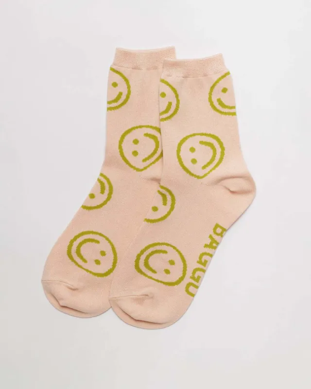 Crew Socks - Light Pink Happy made by ban.do