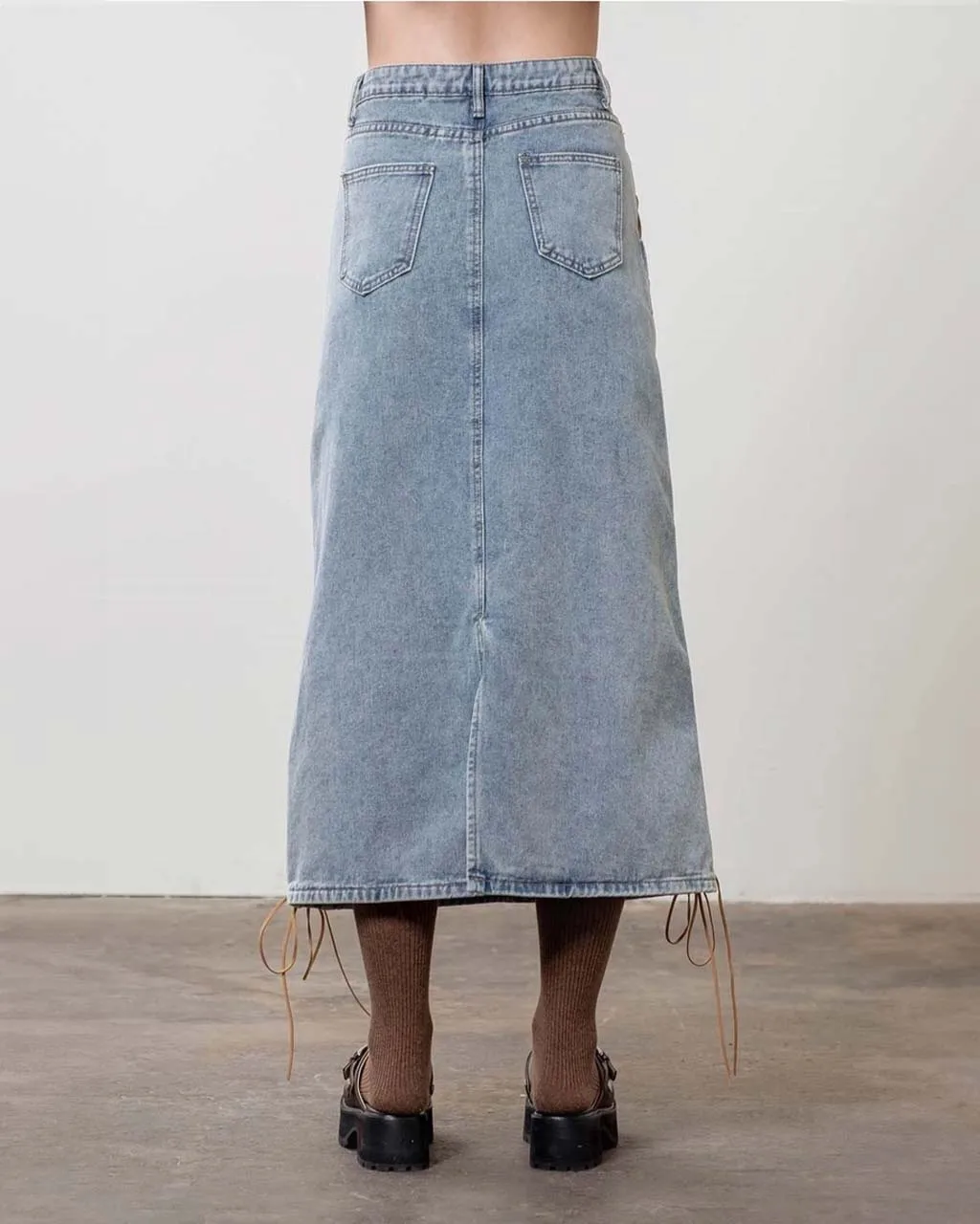 Denim Suede Strap Midi Skirt sold by ban.do product image thumbnail 3