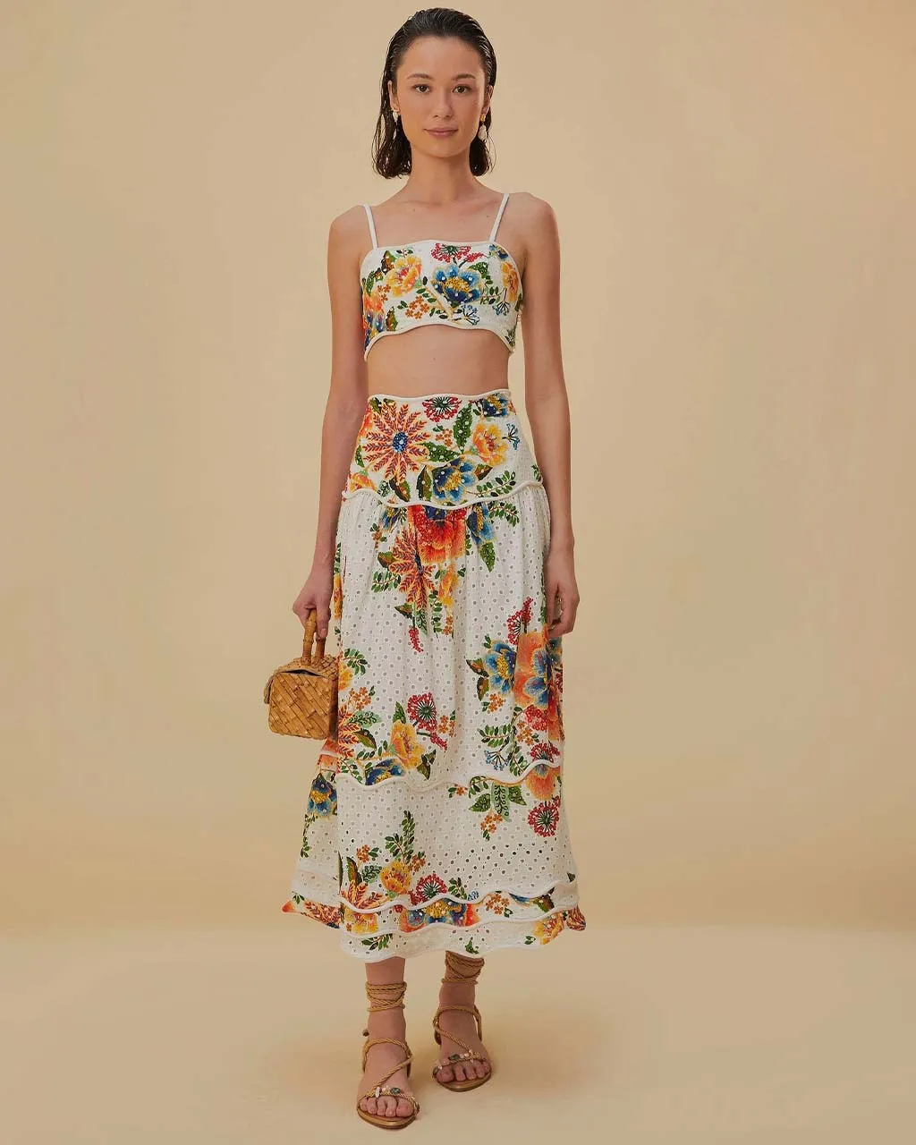 Off-White Delicate Garden Midi Skirt sold by ban.do