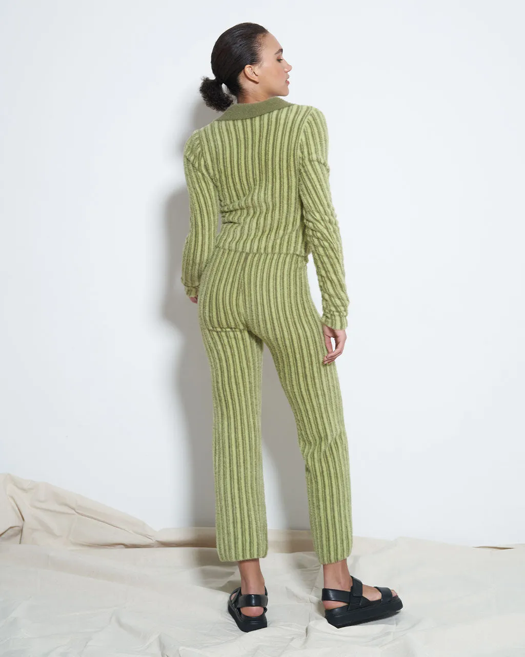 Arcade Knit Pants - Fuzzy Green Stripe sold by ban.do product image thumbnail 2