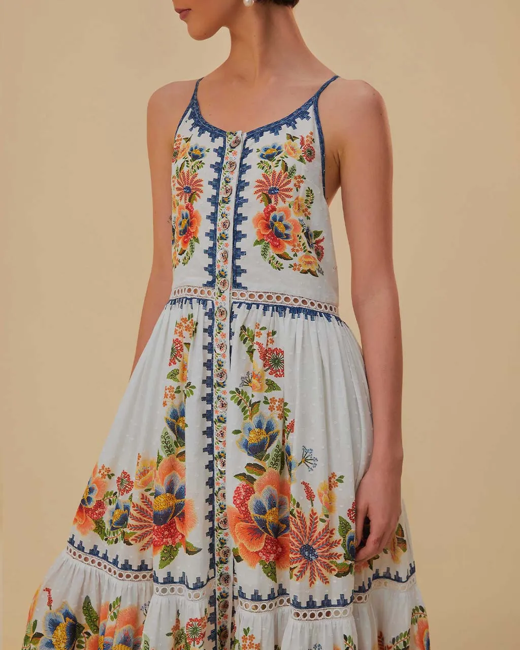 Off-White Delicate Garden Midi Dress sold by ban.do product image thumbnail 2