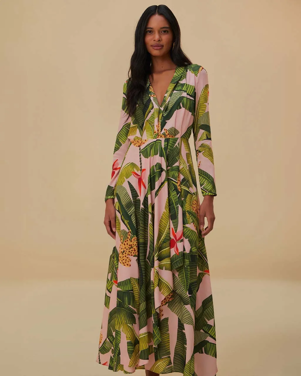 Pink Banana Leaves Maxi Dress sold by ban.do