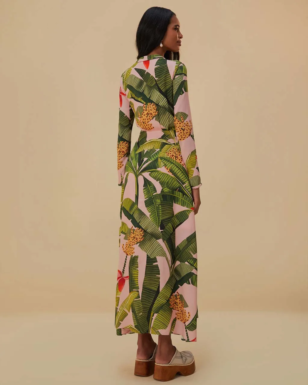Pink Banana Leaves Maxi Dress sold by ban.do product image thumbnail 2