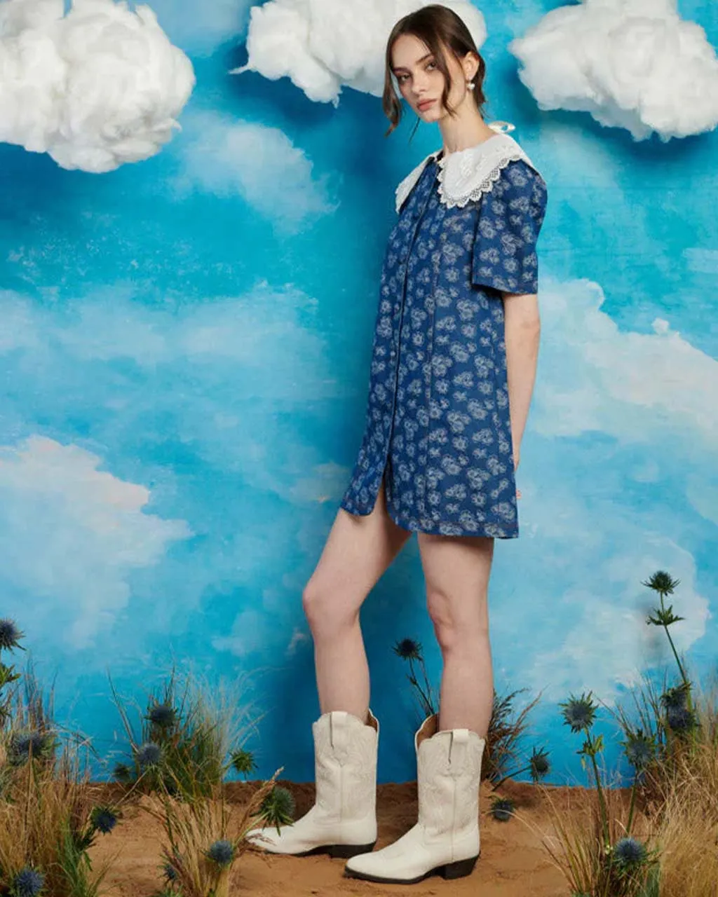 Wildflower Denim Mini Dress sold by ban.do product image thumbnail 4