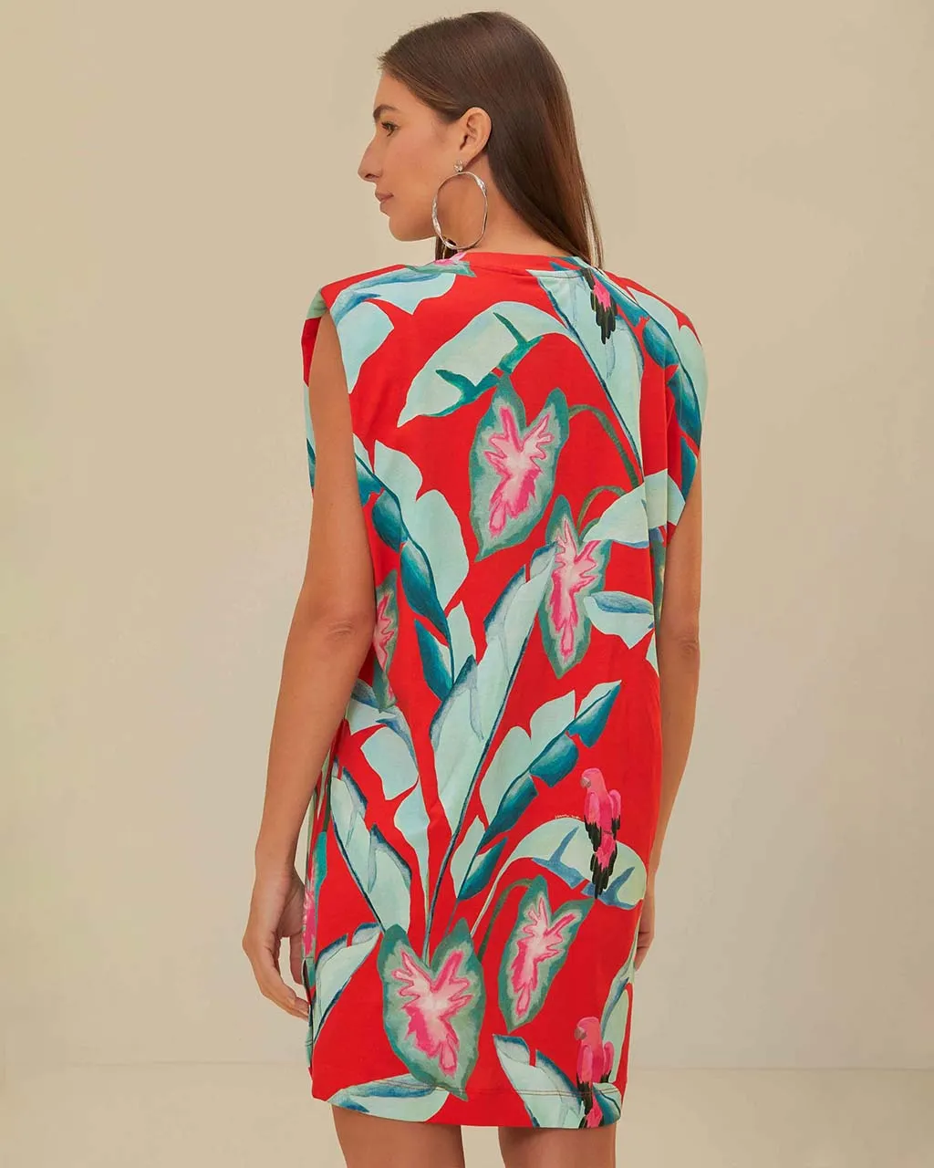 Red Summer Foliage Organic Cotton Mini T-Shirt Dress sold by ban.do product image thumbnail 2