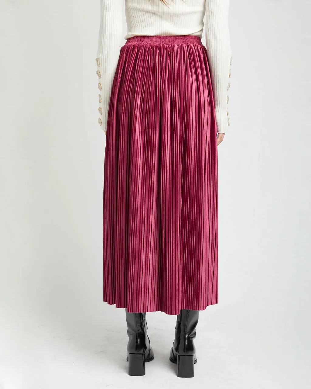 Rozlyn Pleated Midi Skirt - Mulberry sold by ban.do product image thumbnail 3