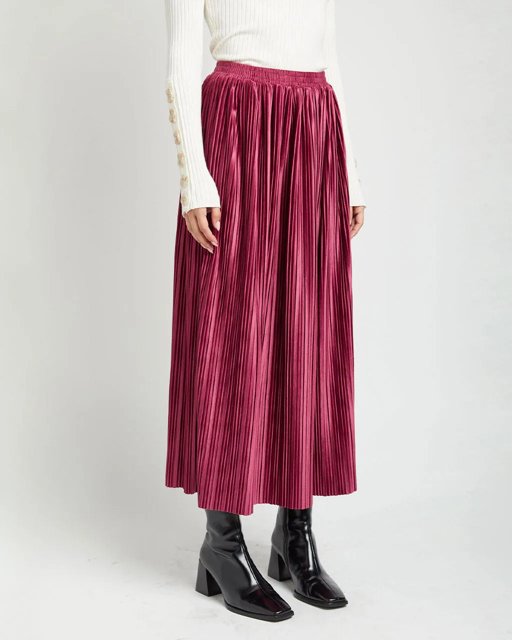 Rozlyn Pleated Midi Skirt - Mulberry sold by ban.do product image thumbnail 2