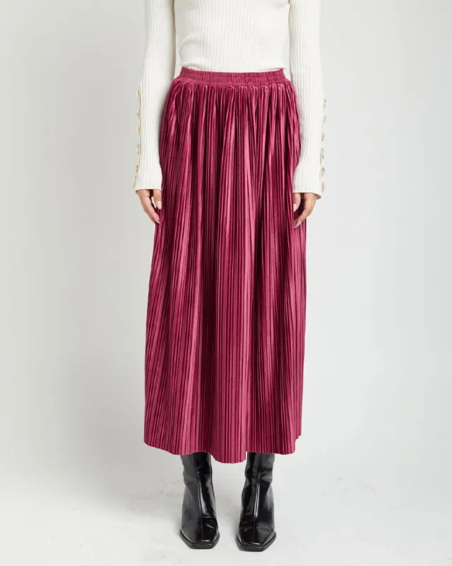 Rozlyn Pleated Midi Skirt - Mulberry sold by ban.do