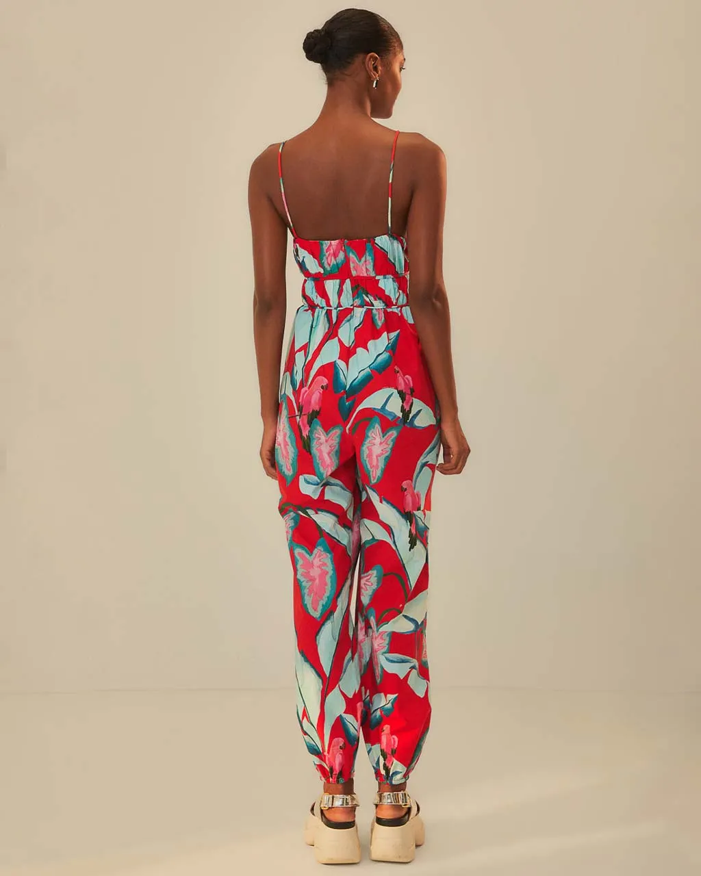 Red Summer Foliage Organic Cotton Jumpsuit sold by ban.do product image thumbnail 2