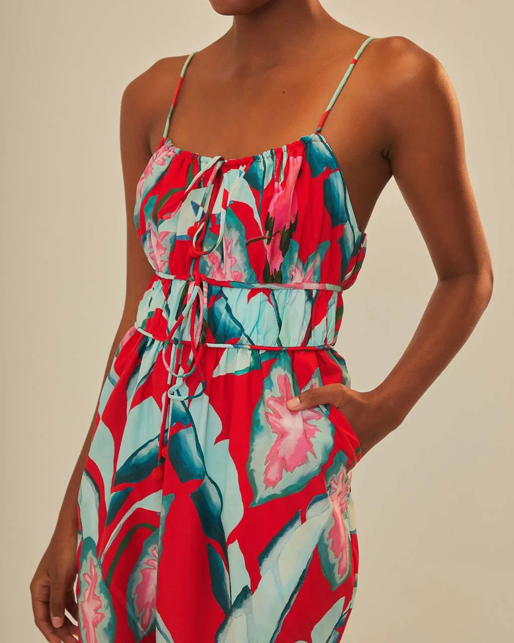 Red Summer Foliage Organic Cotton Jumpsuit sold by ban.do product image thumbnail 4