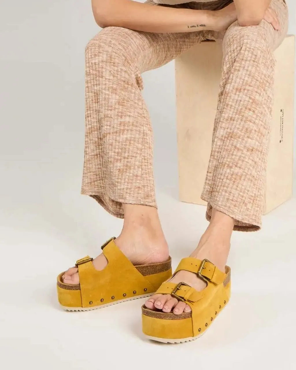 Cooper-2 Suede Platform Slide - Marigold sold by ban.do product image thumbnail 2