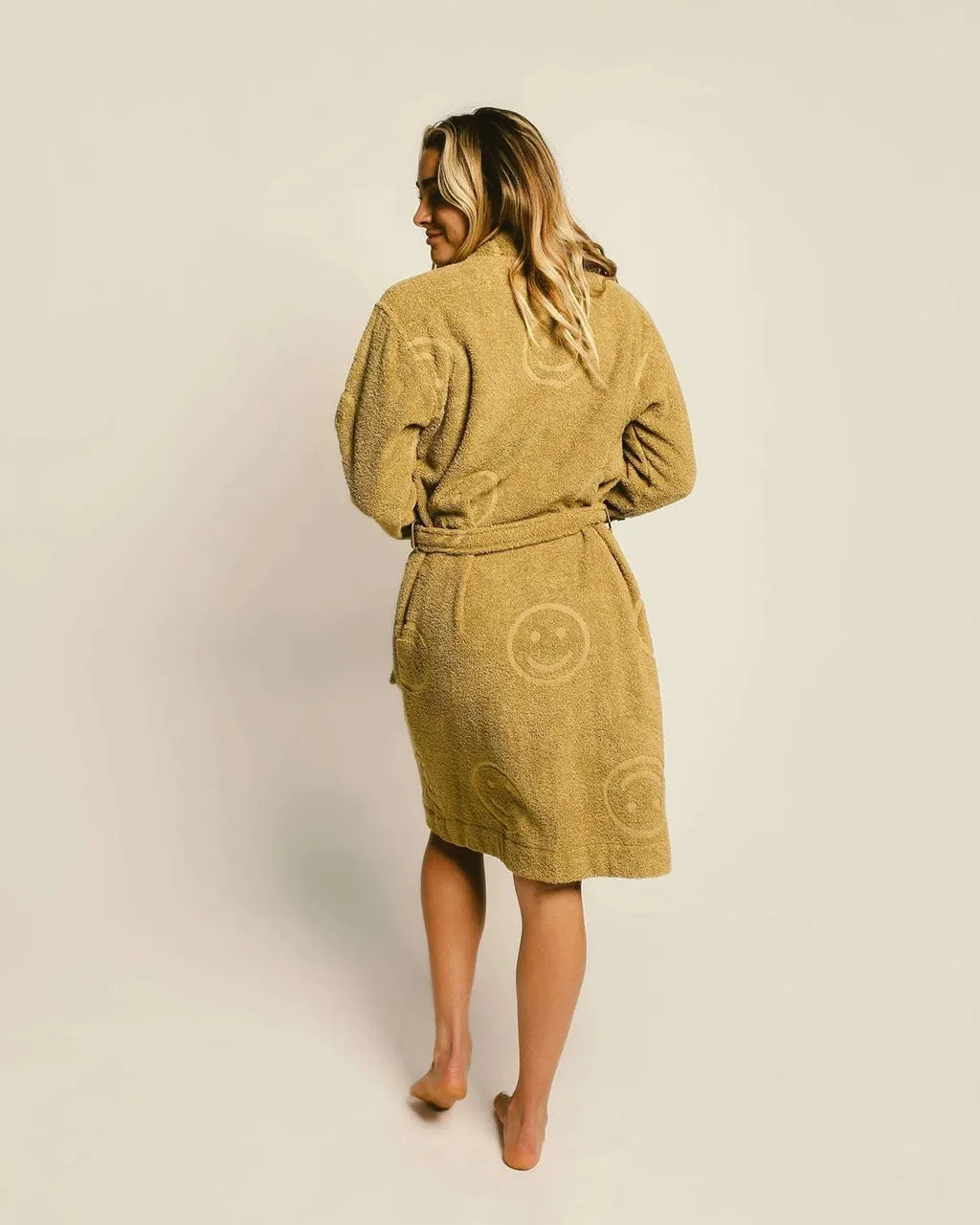 Poolside Smiley Terry Bathrobe - Dijon sold by ban.do product image thumbnail 2