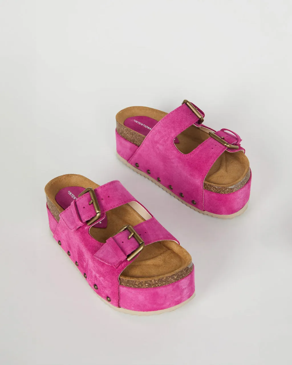 Cooper-2 Suede Platform Slide - Fuschia sold by ban.do