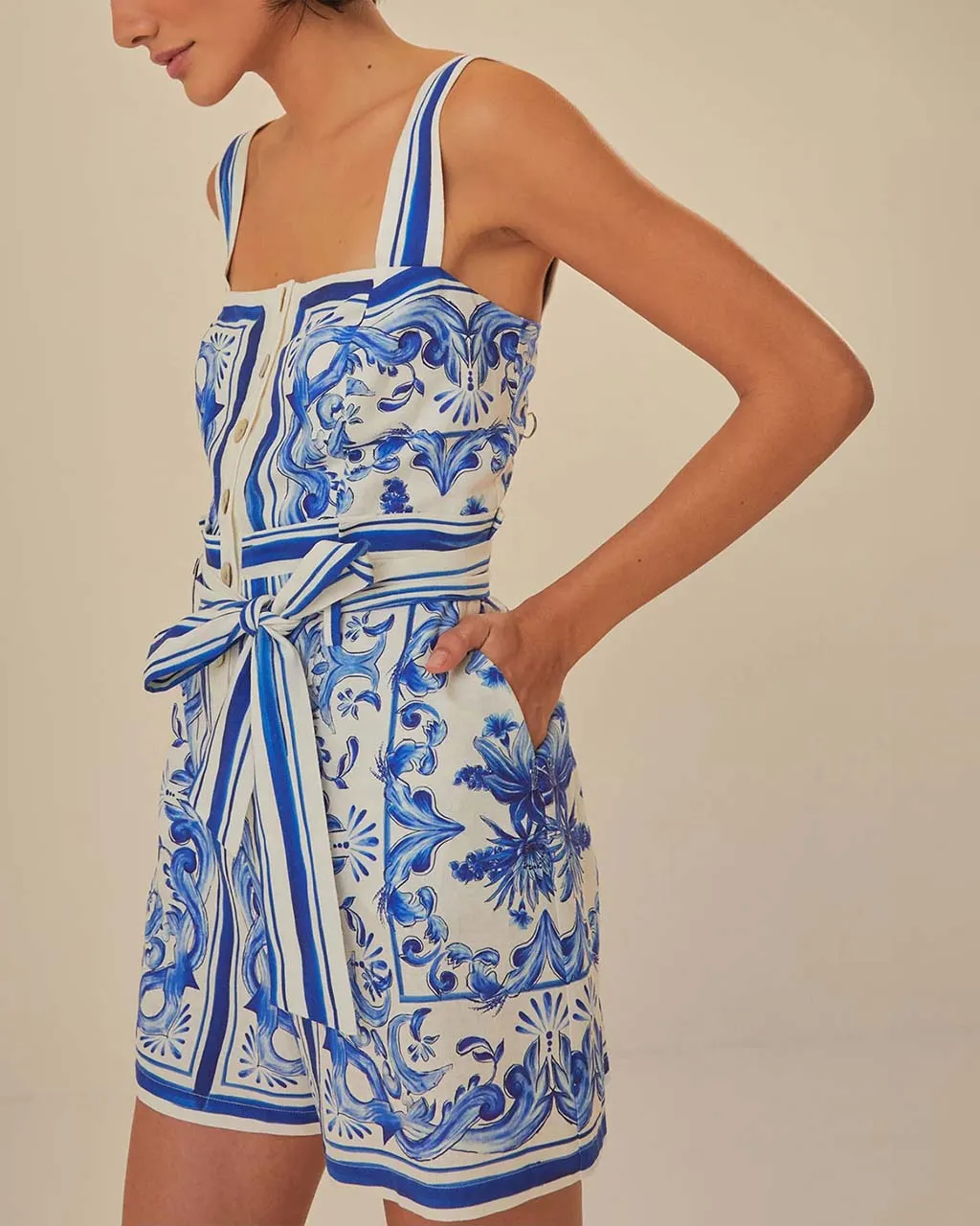 Off-White Garden Tiles Romper sold by ban.do product image thumbnail 3