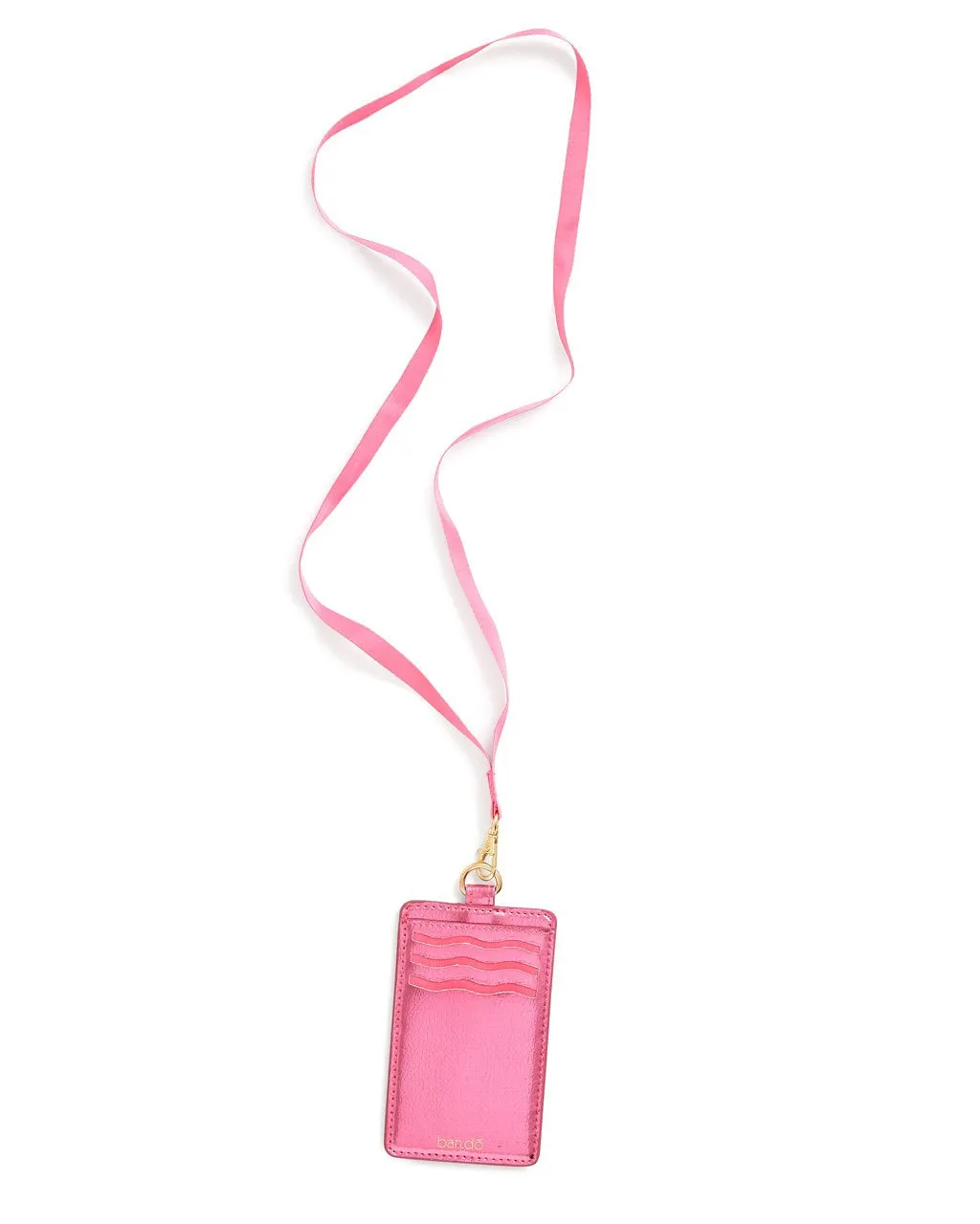 Keep It Close Card Case With Lanyard - Metallic Pink sold by ban.do