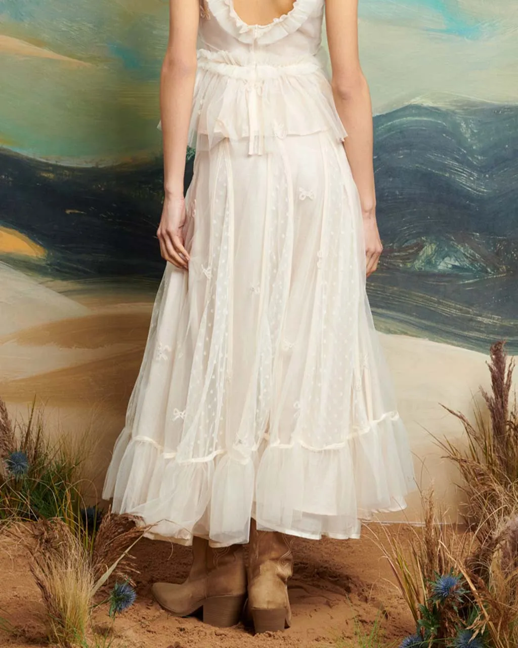 Jolene Tulle Ruffle Midi Skirt sold by ban.do product image thumbnail 2
