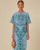 Light Blue And Green Graphic Richelieu Crop Top sold by ban.do