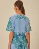Light Blue And Green Graphic Richelieu Crop Top sold by ban.do
