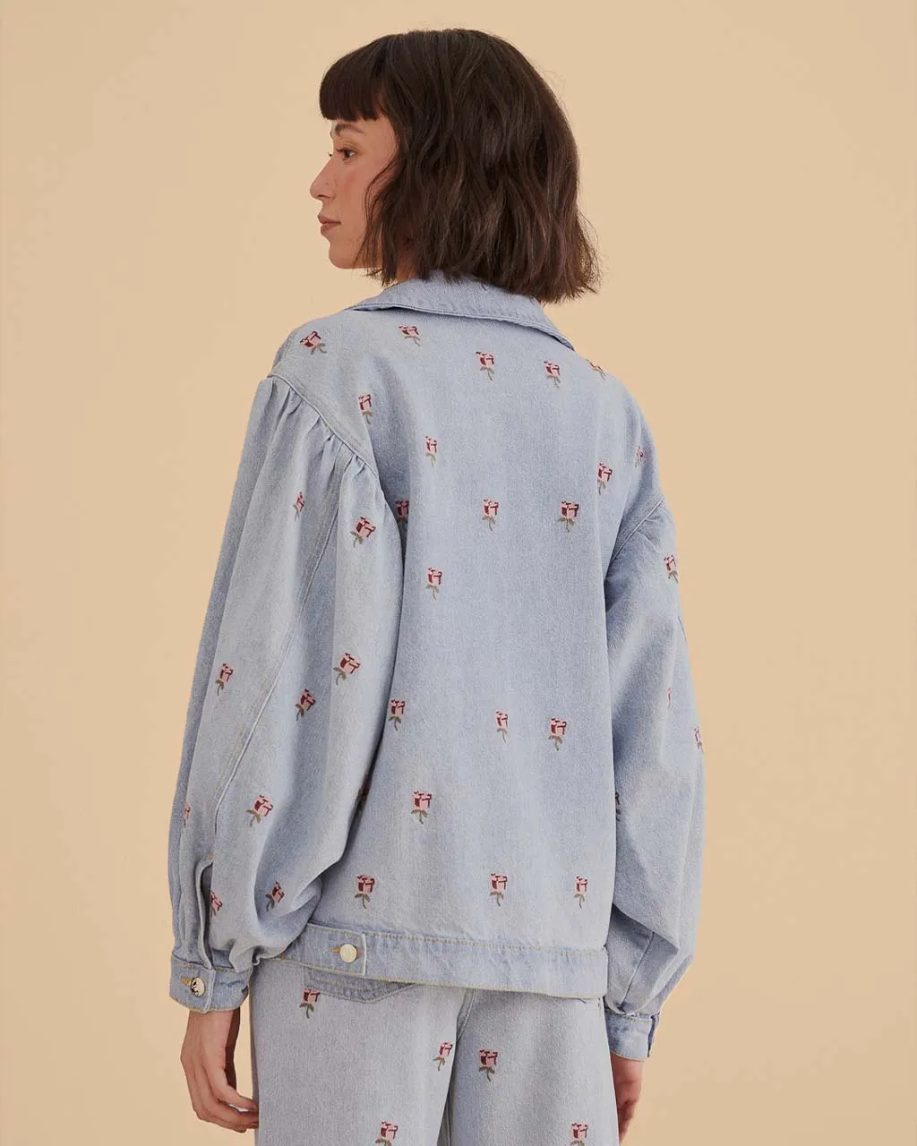 Rose Embroidery Denim Jacket sold by ban.do product image thumbnail 3