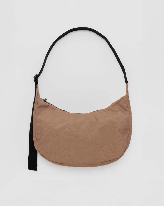 Medium Nylon Crescent Bag - Cocoa sold by ban.do