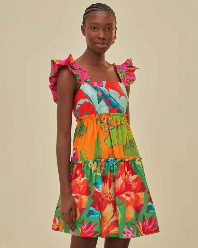 Foliage Mix Mini Dress sold by ban.do