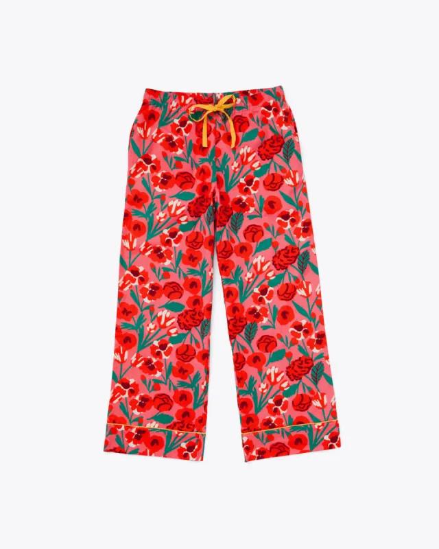 Leisure Pants - Pink Las Flores sold by ban.do