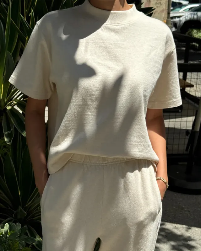 Sunset Mock Neck Tee - Naturel sold by ban.do