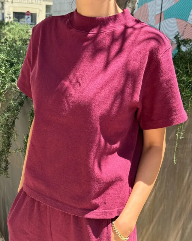 Sunset Mock Neck Tee - Cabernet sold by ban.do