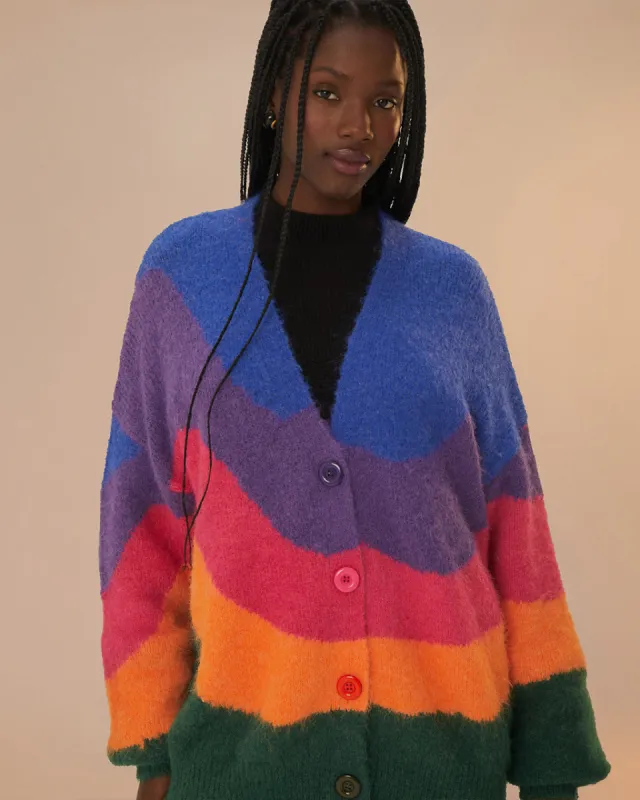 Vintage Waves Multicolor Knit Cardigan sold by ban.do