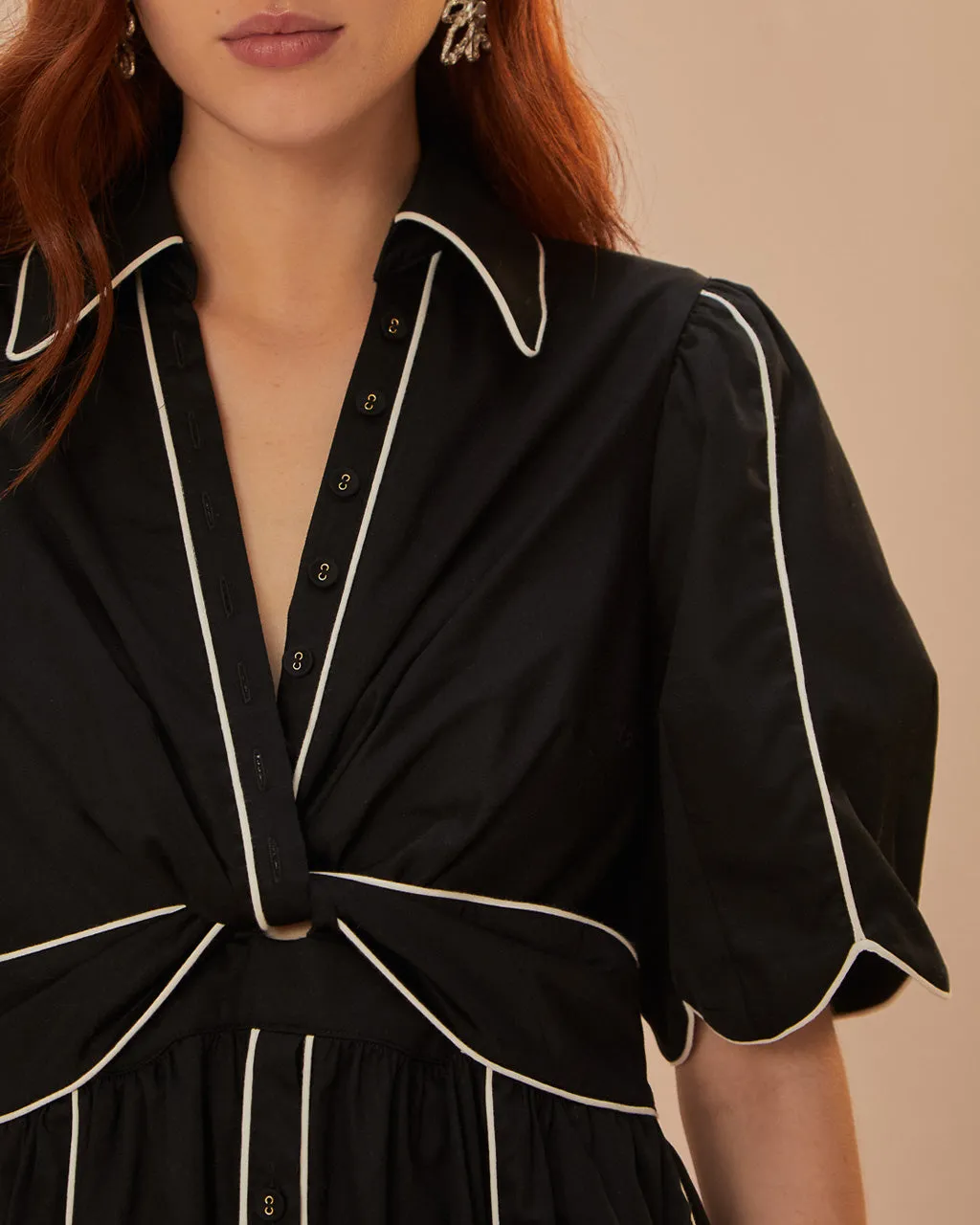 Black And White Short Sleeve Midi Dress sold by ban.do product image thumbnail 3