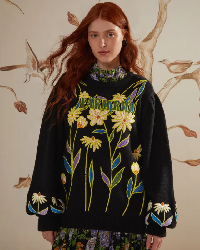 Farm Rio Flowers Knit Sweater sold by ban.do