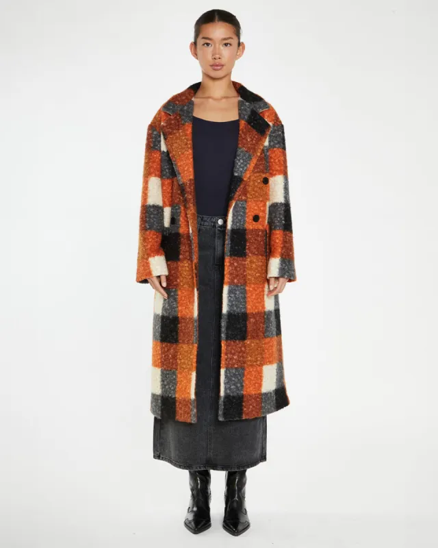 Orange Check Oversized Coat sold by ban.do