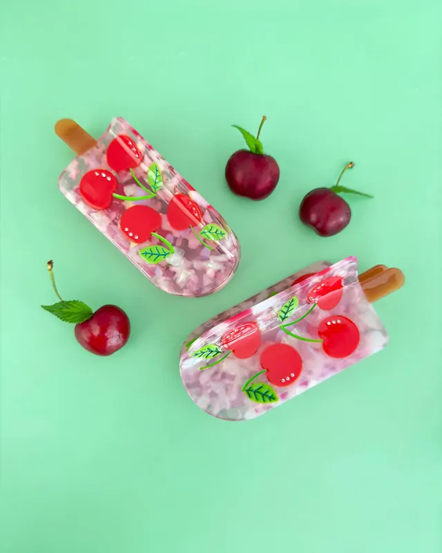 Cherry Popsicle Hair Claw made by Centinelle