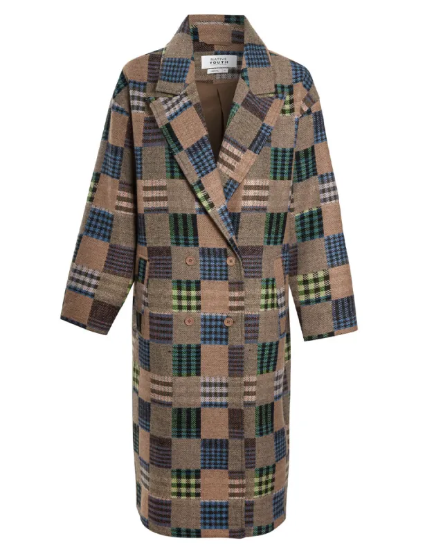 Emrys Patchwork Check Coat sold by ban.do