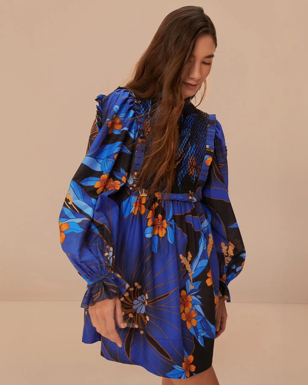 Black Pietra Floral Mini Dress sold by ban.do