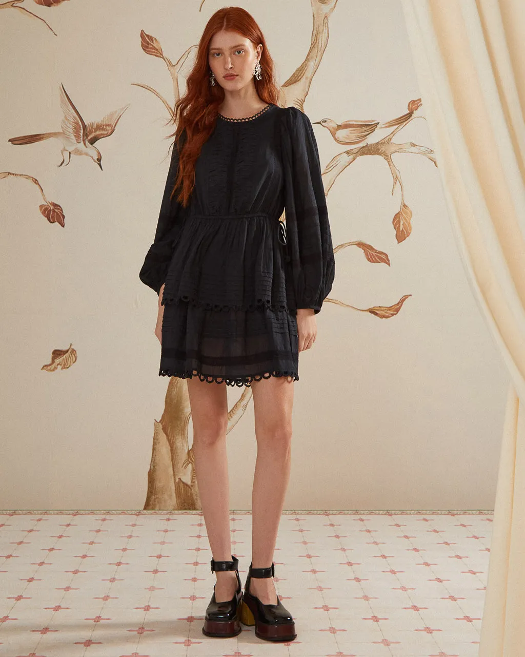 Black Long Sleeve Mini Dress sold by ban.do