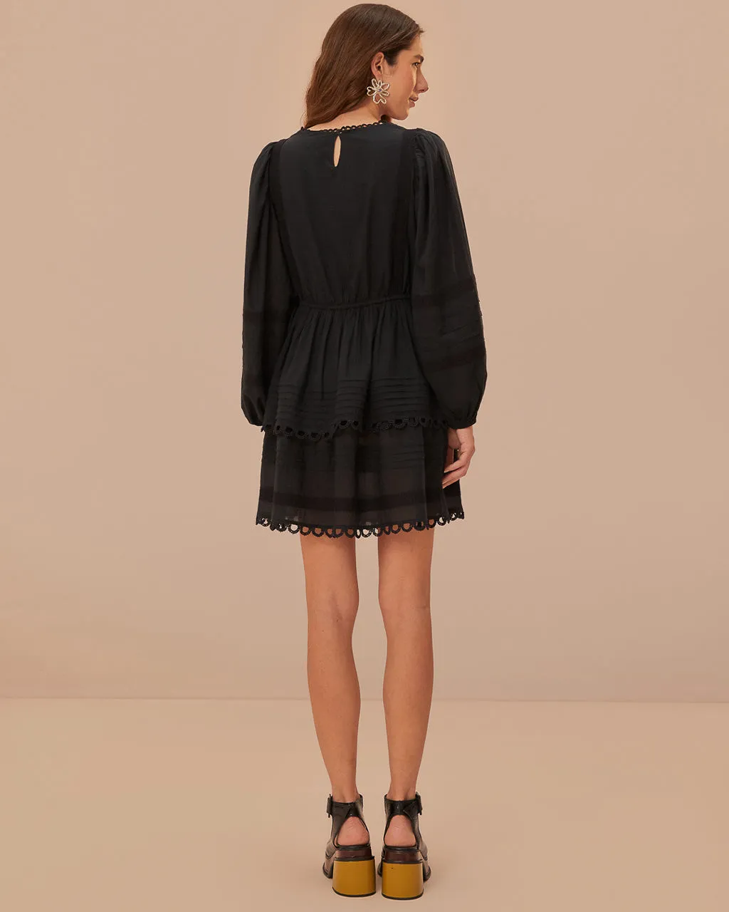 Black Long Sleeve Mini Dress sold by ban.do product image thumbnail 3