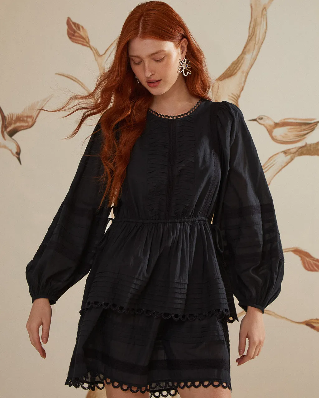 Black Long Sleeve Mini Dress sold by ban.do product image thumbnail 4