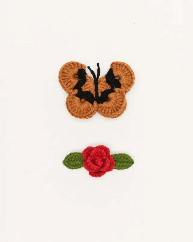 Butterfly Garden Crochet Hair Clips - Red sold by ban.do