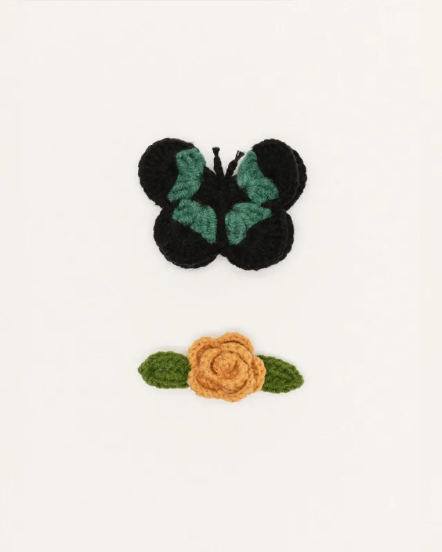 Butterfly Garden Crochet Hair Clips - Camel sold by ban.do