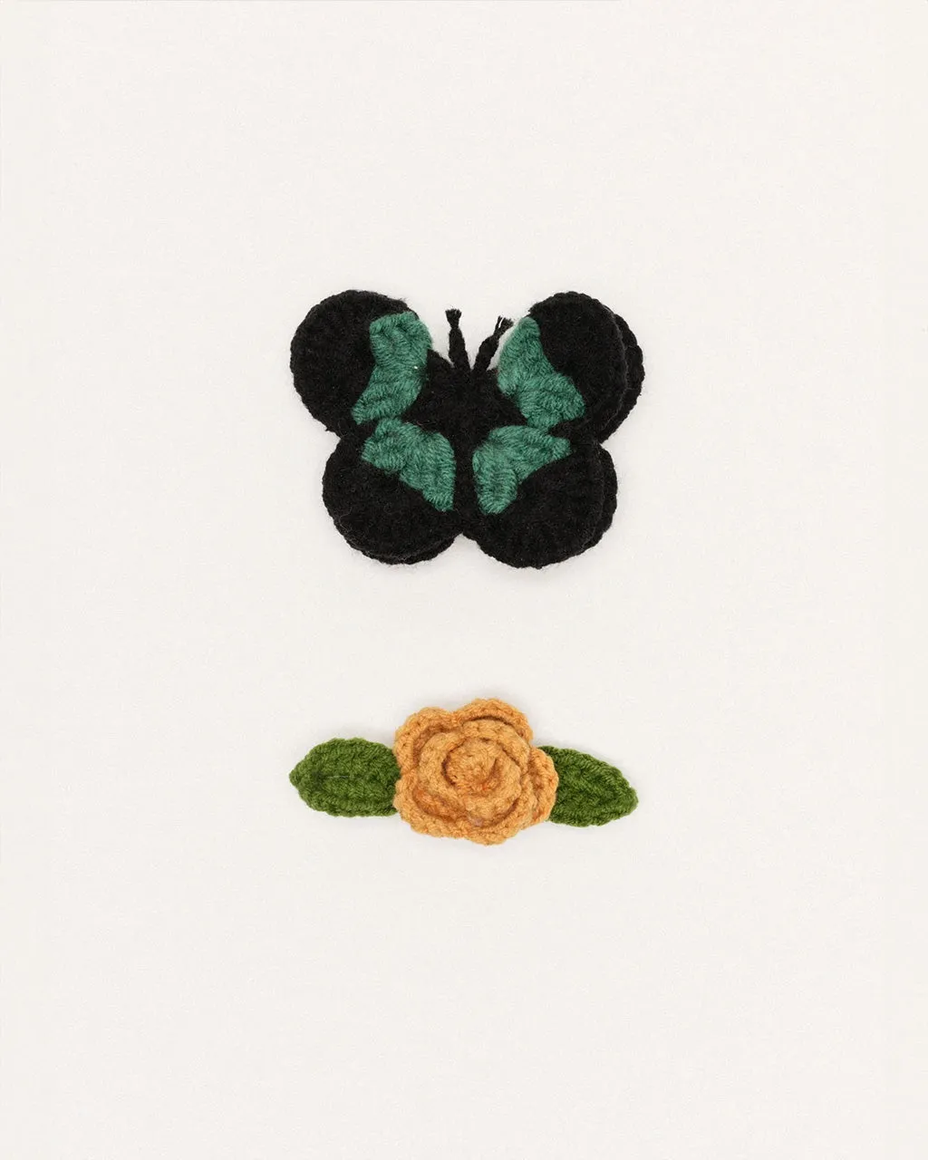 Butterfly Garden Crochet Hair Clips - Camel sold by ban.do