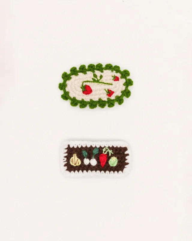 Strawberry Fields Crochet Hair Clips sold by ban.do