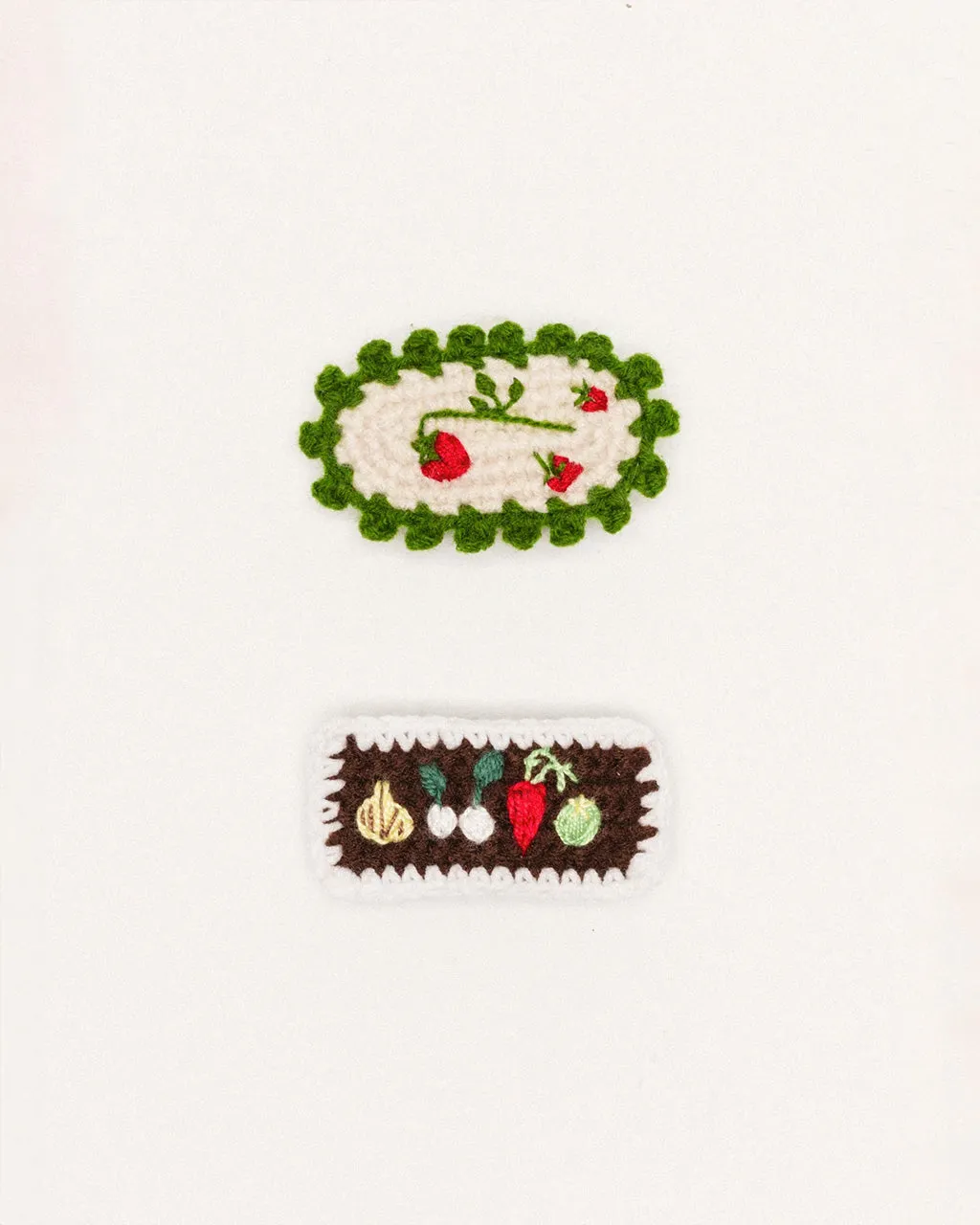 Strawberry Fields Crochet Hair Clips sold by ban.do