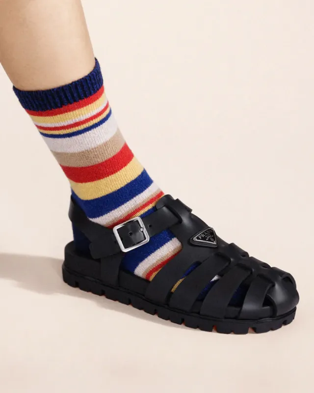 Taly Stripe Cashmere Crew Socks sold by ban.do