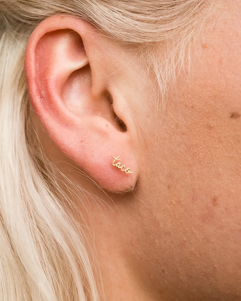 Taco 14K Gold Plated Word Stud Earring - Single sold by ban.do product image thumbnail 2