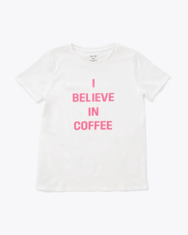 I Believe in Coffee Tee - Pink sold by ban.do